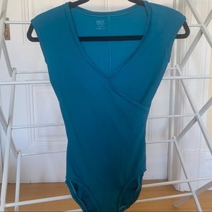 Turquoise barely worn Label leotard, size Small